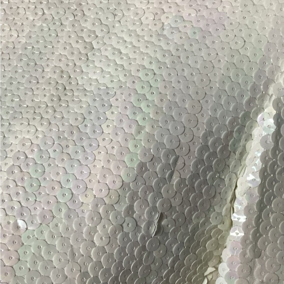 Vintage 90s Chetta B Jacket Top 4 Ivory Button Front Shoulder Pads Sparkly Glam - Picture 7 of 11